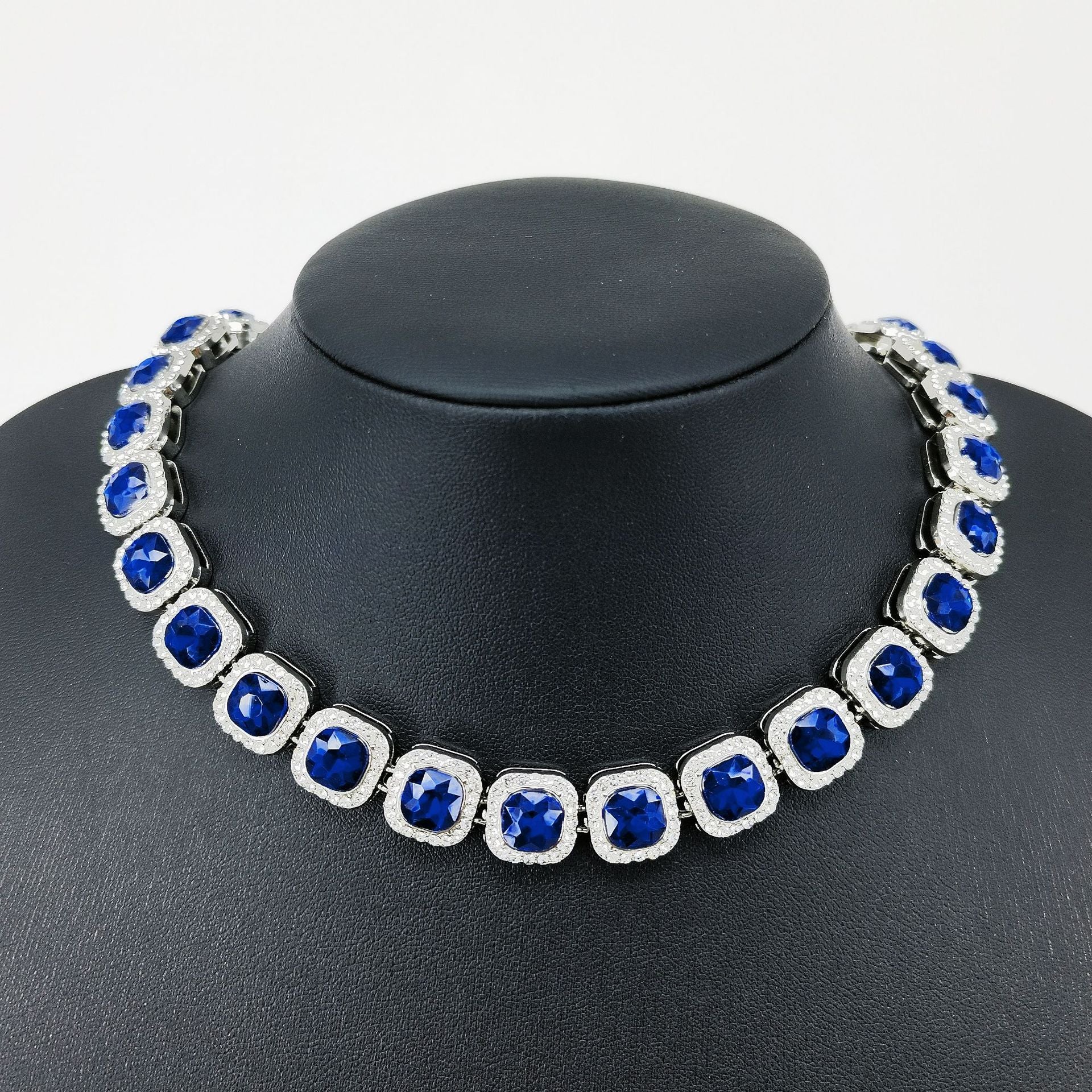 Collar de mano cubana de vidrio cuadrado de 12 mm para hombre, cadena de azúcar de roca, tendencia hip hop, aleación transfronteriza para hombre 