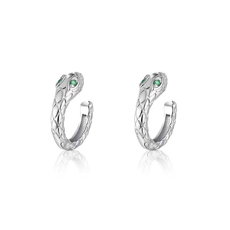 Pendientes de serpiente con clip para hombre, individuales, sin perforaciones 