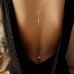 Simple water drop back chain necklace body chain female long necklace