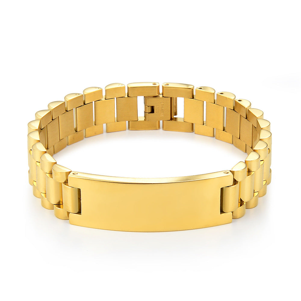 Correa de acero de titanio, pulsera de acero inoxidable de 15 mm, cadena de reloj para hombre, joyería ajustable 