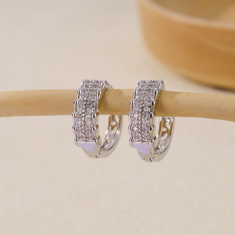 1 Pair Basic Simple Style Geometric Inlay Copper Zircon Earrings