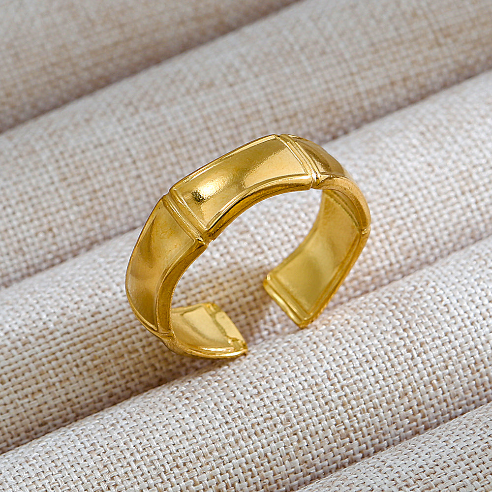Anillo abierto de acero inoxidable 304 con letras geométricas, estilo hip hop, punk y streetwear. 