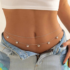 Cadena de metal estilo punk retro con diseño de mariposa, ajustable, multicapa, para el cuerpo (compra mínima: 2 unidades) 