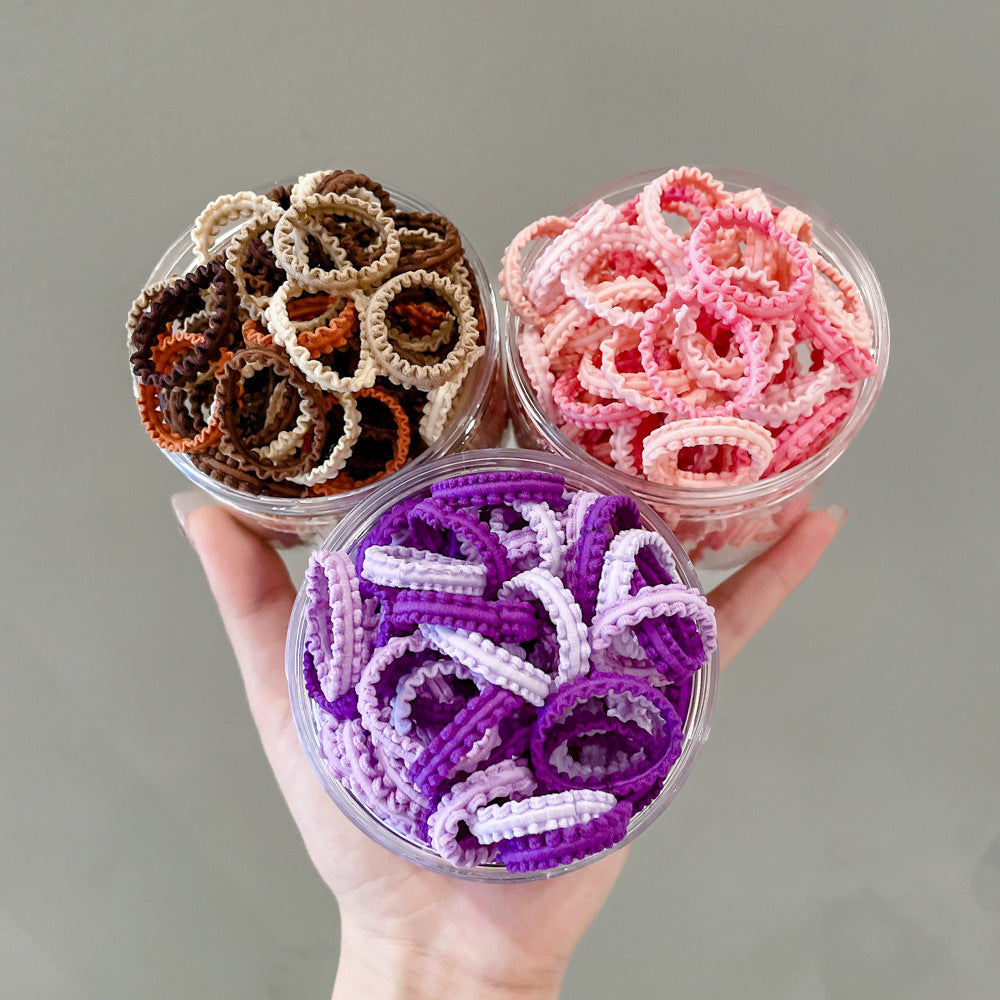Banda de goma para niños, banda de goma de encaje enlatado de colores, cinta para el cabello elástica alta para niñas 