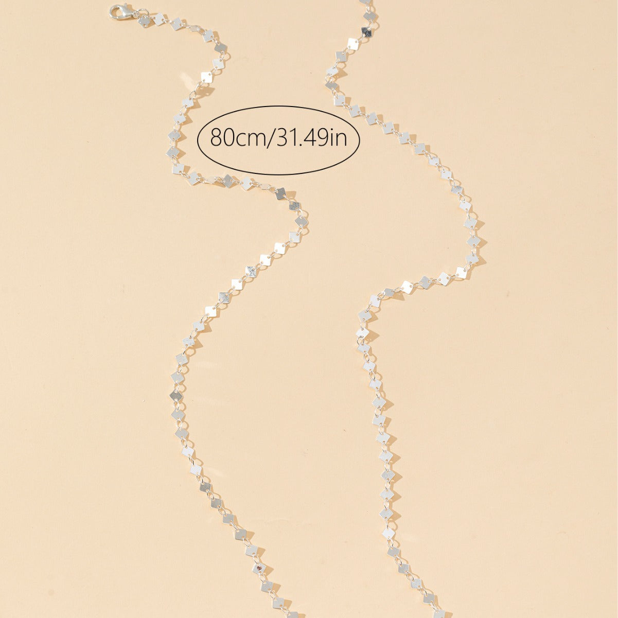Collar largo cuadrado dorado o plateado, cadena corporal estilo europeo y americano (Compra mínima 2 piezas) 