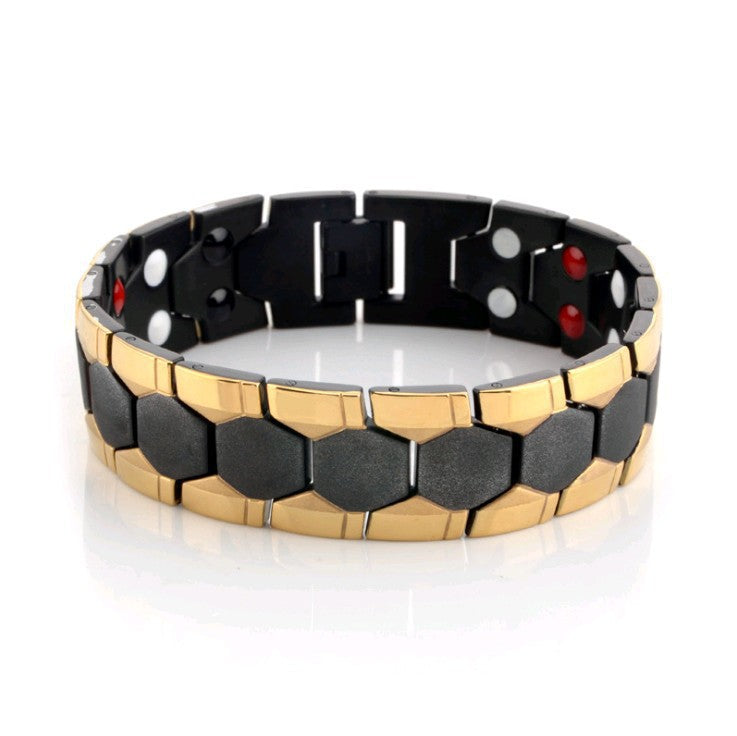 Pulsera magnética extraíble para hombre, pulsera de acero inoxidable, pulsera de energía hexagonal 