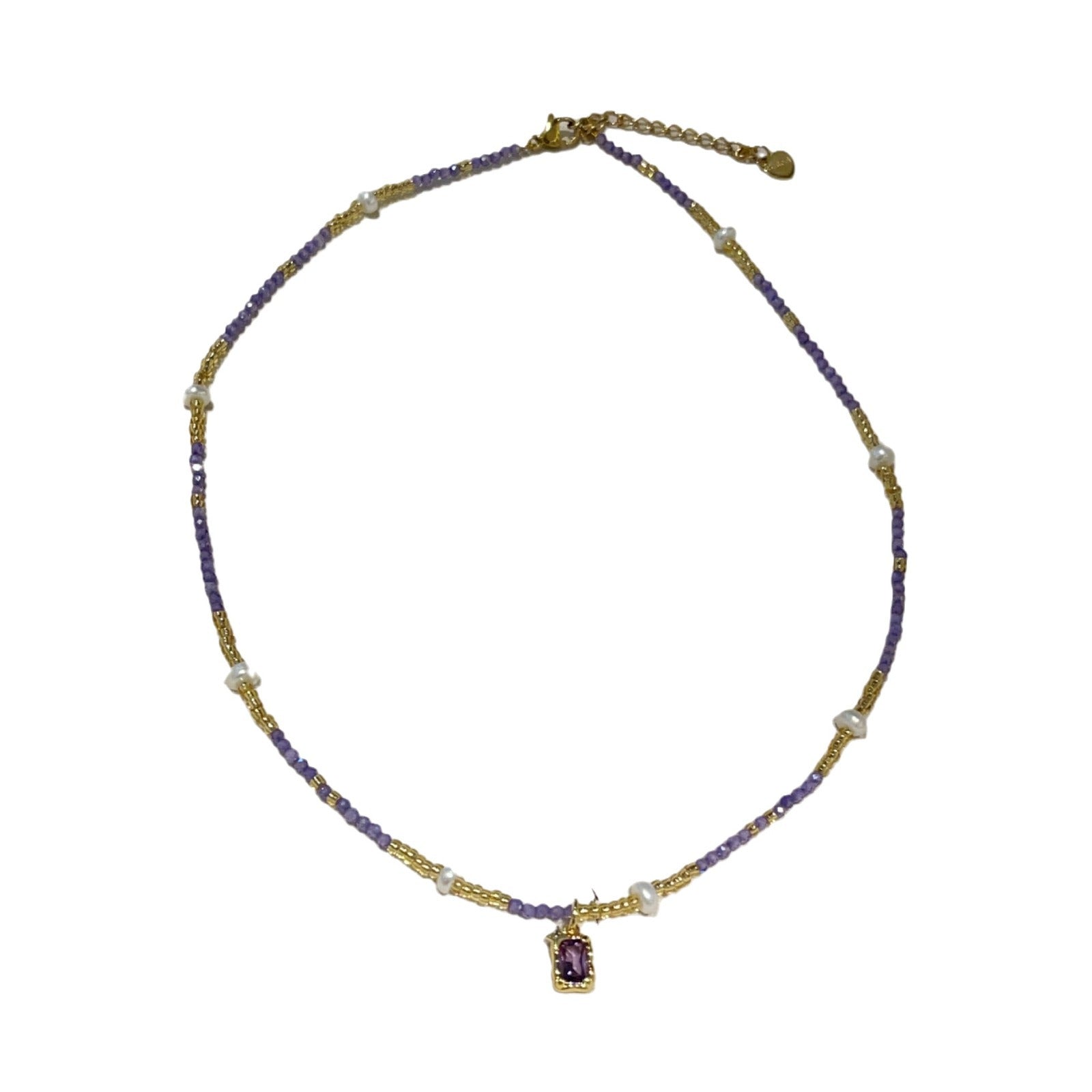 Collar de cristal con perlas naturales de agua dulce y cadena de clavícula apilada 
