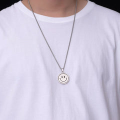 Collar infantil, accesorios de hip-hop, colgante de cara sonriente, acero de titanio 