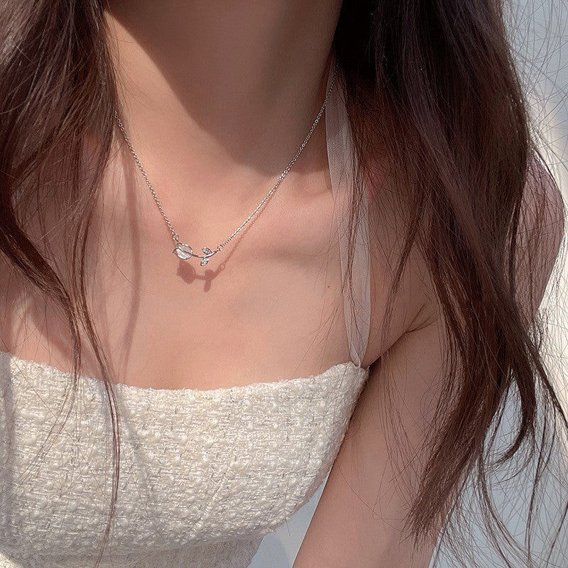 Collar versátil de perlas para mujer, cadena de clavícula que no se decolora, joyería 