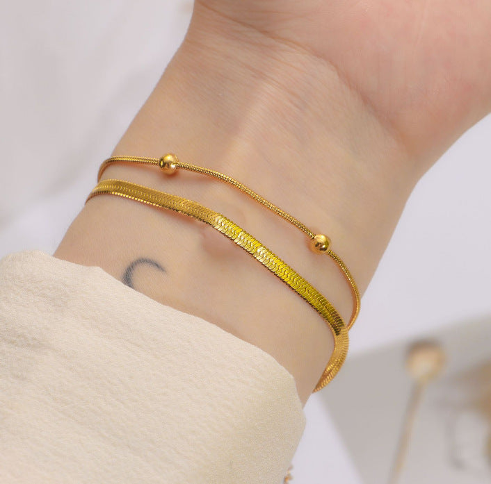 Pulsera de acero de titanio para mujer, pulsera sencilla, joyería 