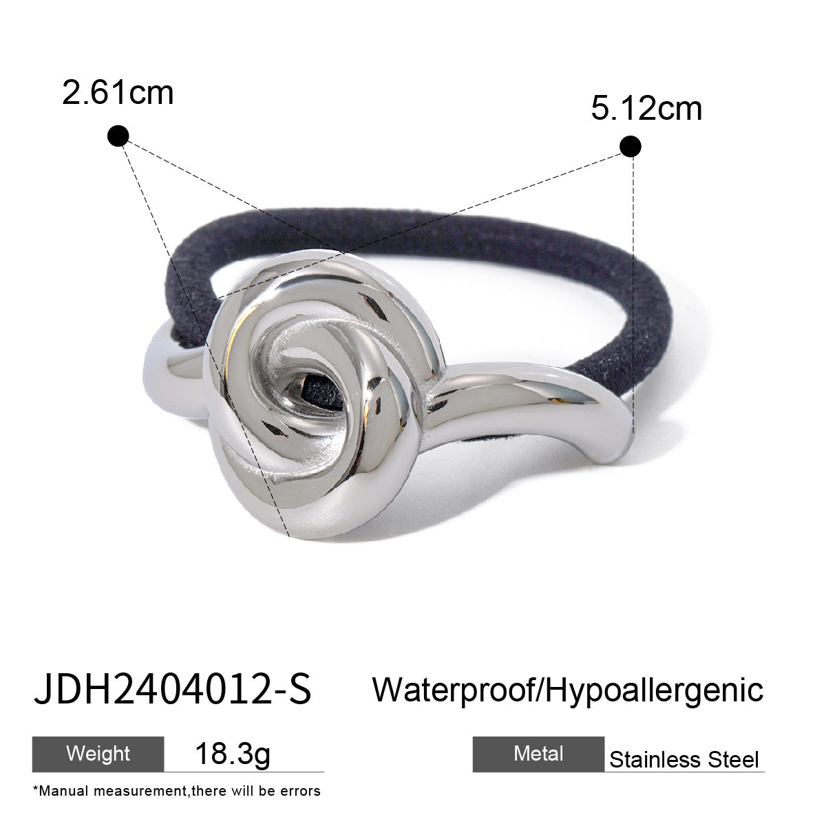 Women's Casual Style Solid Color 304 Stainless Steel Hair Tie