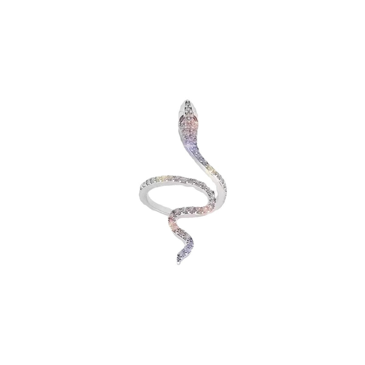 Anillo de cobre con circonitas y serpiente espiritual para mujer, anillo ajustable con apertura para el dedo índice, anillo de serpiente