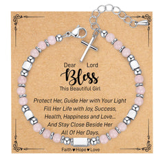 Pulsera turquesa ajustable de acero inoxidable con colgante de cruz de cuentas cuadradas de plata y cristal en polvo, pulsera de cadena cruzada de turquesa azul 