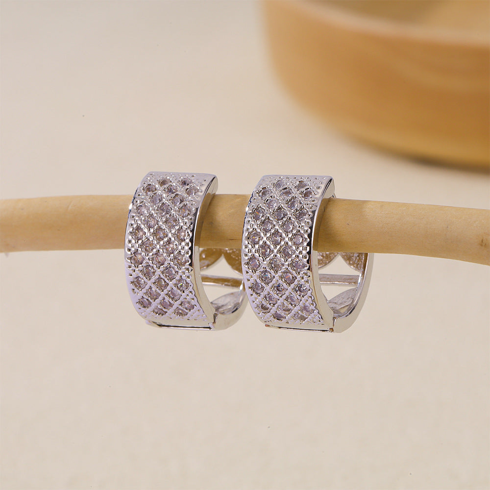 1 Pair Basic Simple Style Geometric Inlay Copper Zircon Earrings