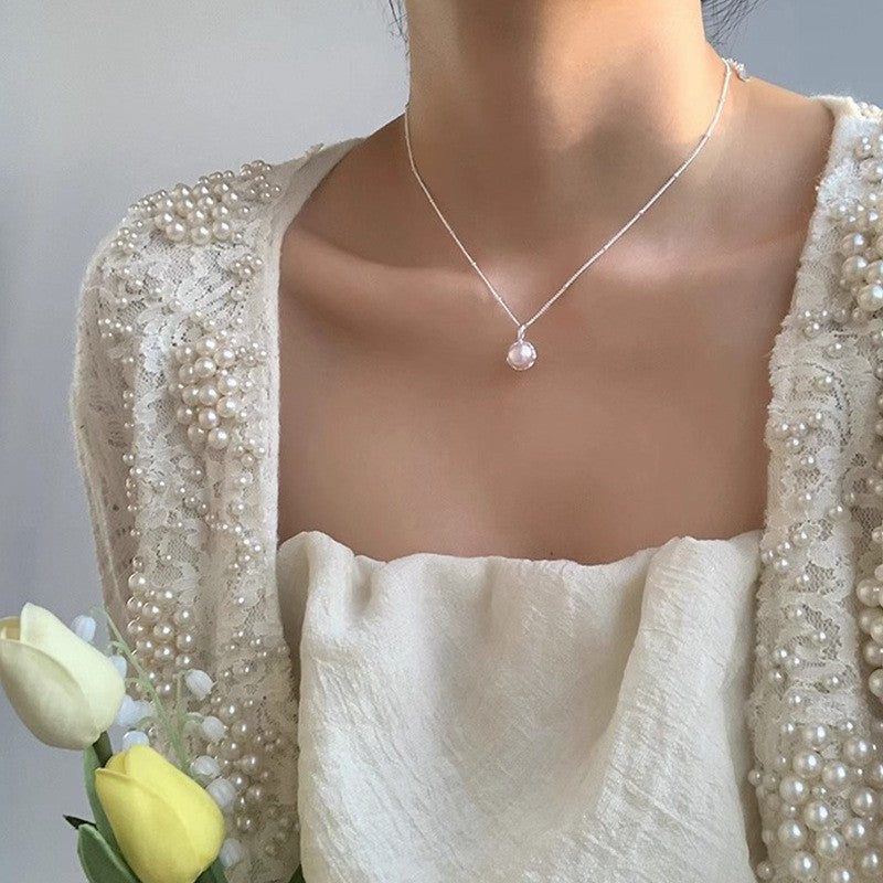 Collar versátil de perlas para mujer, cadena de clavícula que no se decolora, joyería 