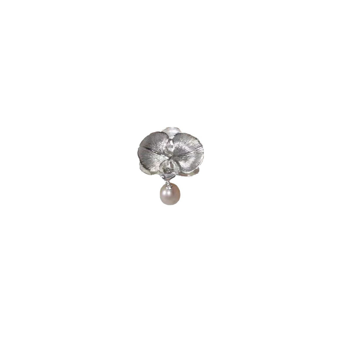 Pendientes de plata S925 con incrustaciones de perlas Phalaenopsis y aguja 