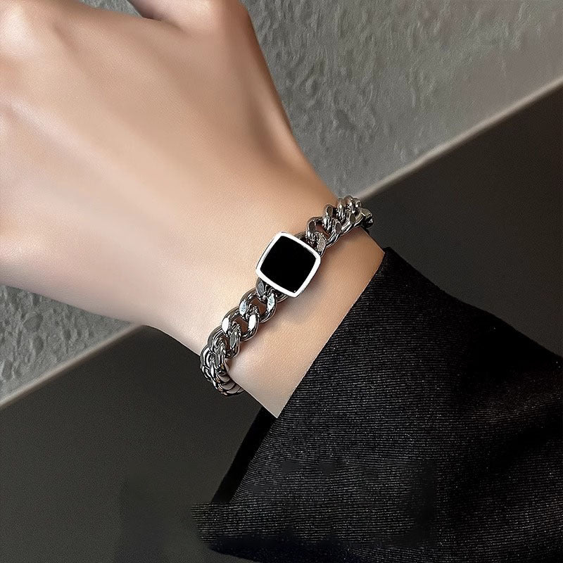 Pulsera cubana cuadrada para hombre, accesorios de acero y titanio. 