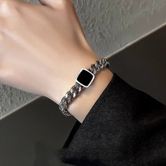 Pulsera cubana cuadrada para hombre, accesorios de acero y titanio. 