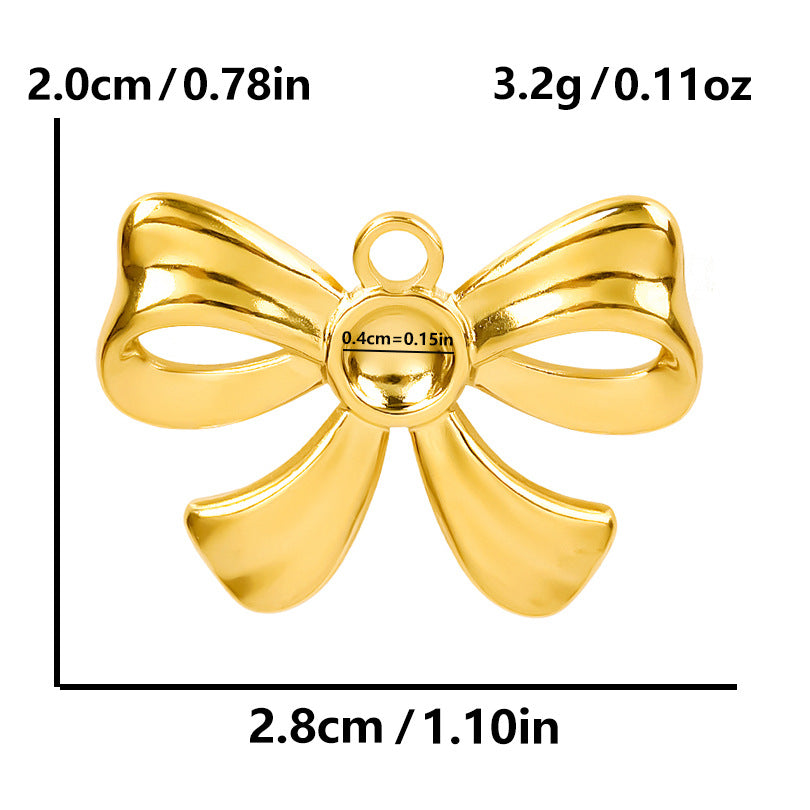 1 Piece 28*20mm 28*42mm 33*29mm 304 Stainless Steel 18K Gold Plated Bow Knot Polished Pendant