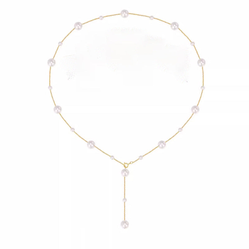 Collar de perlas gitanas de acero de titanio, cadena de suéter con cuentas largas, cadena para el cuello 