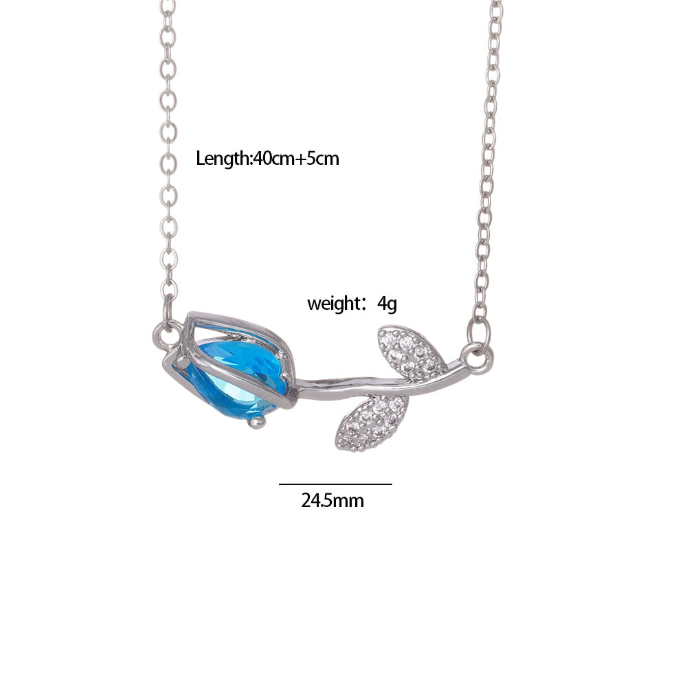 Collar de flores de tulipán con accesorios de acero de titanio 