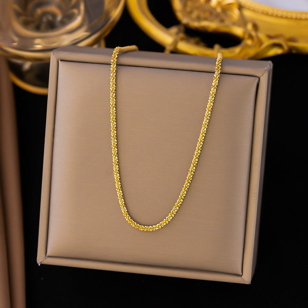 Round Heart Shape Solid Color Titanium Steel Plating Layered Necklaces