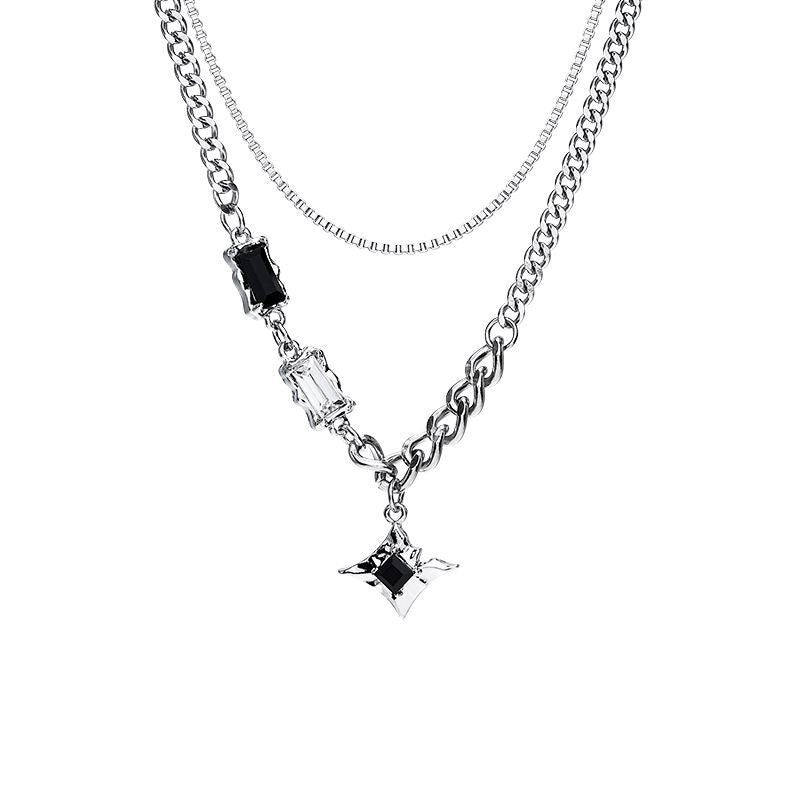 Collar doble para hombre, cadena de suéter para pareja, niño y mujer. 