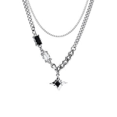 Collar doble para hombre, cadena de suéter para pareja, niño y mujer. 