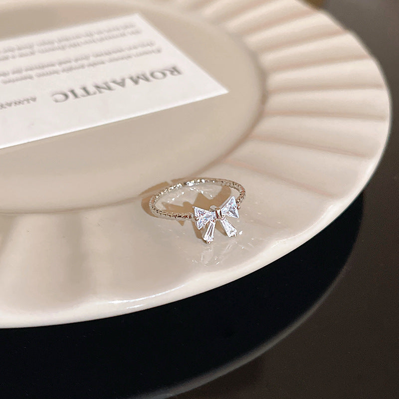 Anillo microengastado, anillo ajustable para dedo índice con apertura de circonitas para mujer