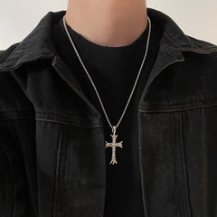 Collar de diamantes con forma de cruz, estilo hip hop, para hombre. 