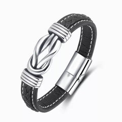Pulsera de acero inoxidable Pulsera de cuero para hombre 