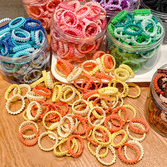 Banda de goma para niños, banda de goma de encaje enlatado de colores, cinta para el cabello elástica alta para niñas 