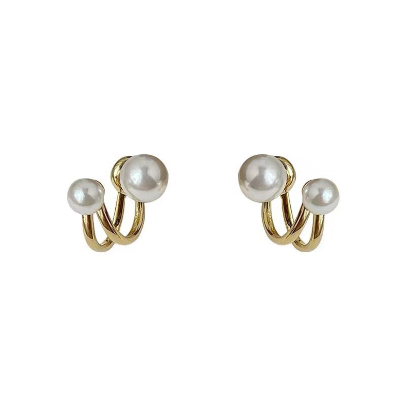 1 Pair Sweet IG Style Geometric Heart Shape Butterfly Inlay Alloy Rhinestones Pearl Drop Earrings Ear Studs