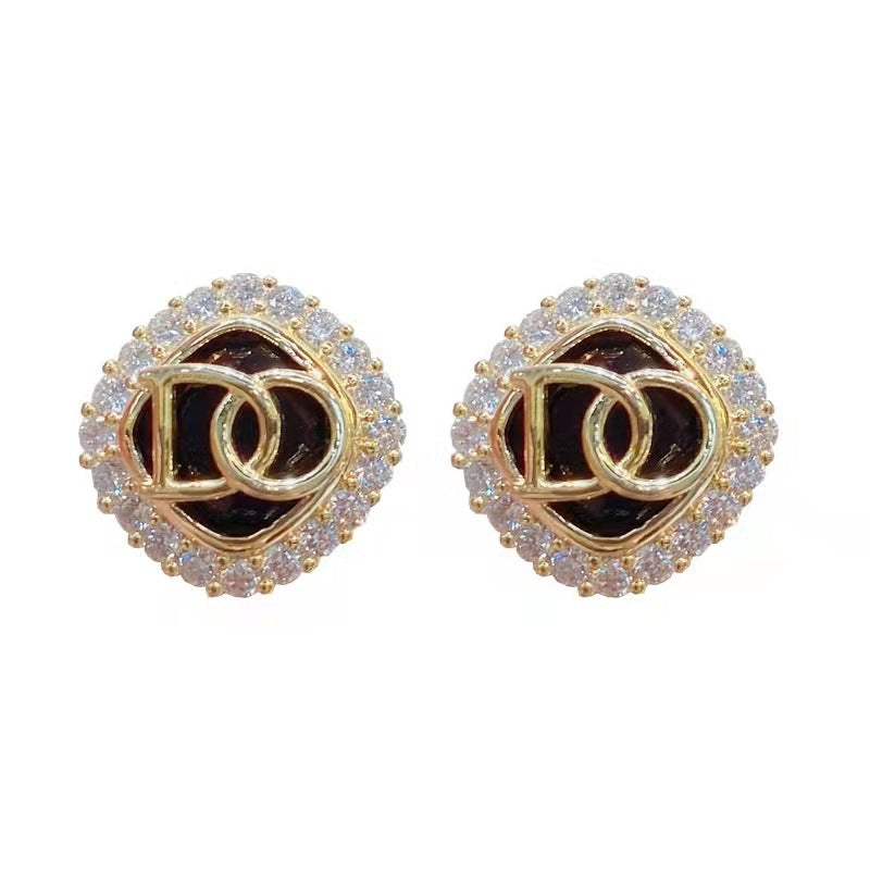1 Pair Sweet IG Style Geometric Heart Shape Butterfly Inlay Alloy Rhinestones Pearl Drop Earrings Ear Studs