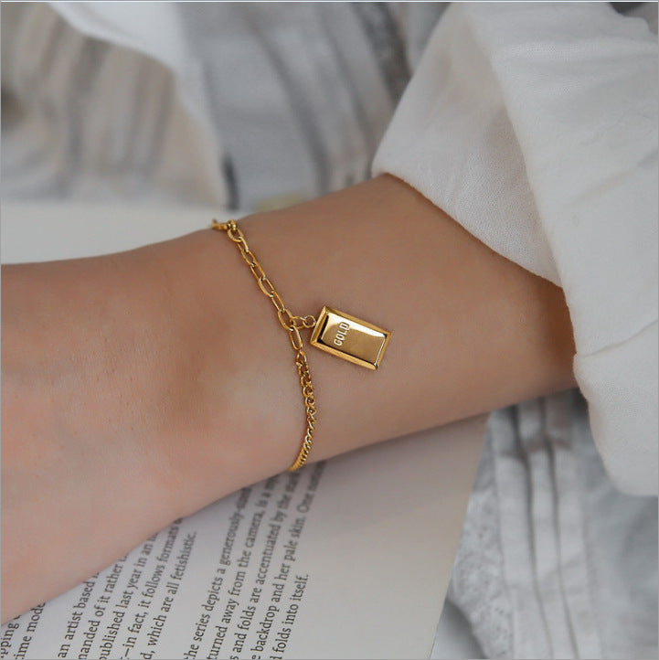Pulsera de acero de titanio para mujer, pulsera sencilla, joyería 