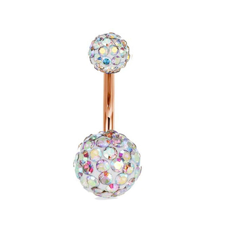 Piercing de acero inoxidable para el cuerpo, con circonitas, para el ombligo