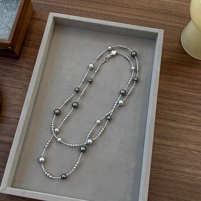 Collar de perlas de estrella gitana para mujer, cadena de suéter 