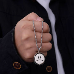 Collar infantil, accesorios de hip-hop, colgante de cara sonriente, acero de titanio 
