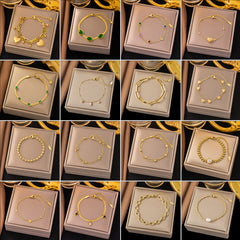 Elegant Basic Streetwear Heart Shape Butterfly Titanium Steel Zircon Bracelets In Bulk