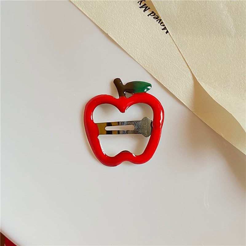 Horquilla para el pelo con forma de flequillo, diseño de fruta, manzana, cereza y fresa, para niña, 2 unidades 
