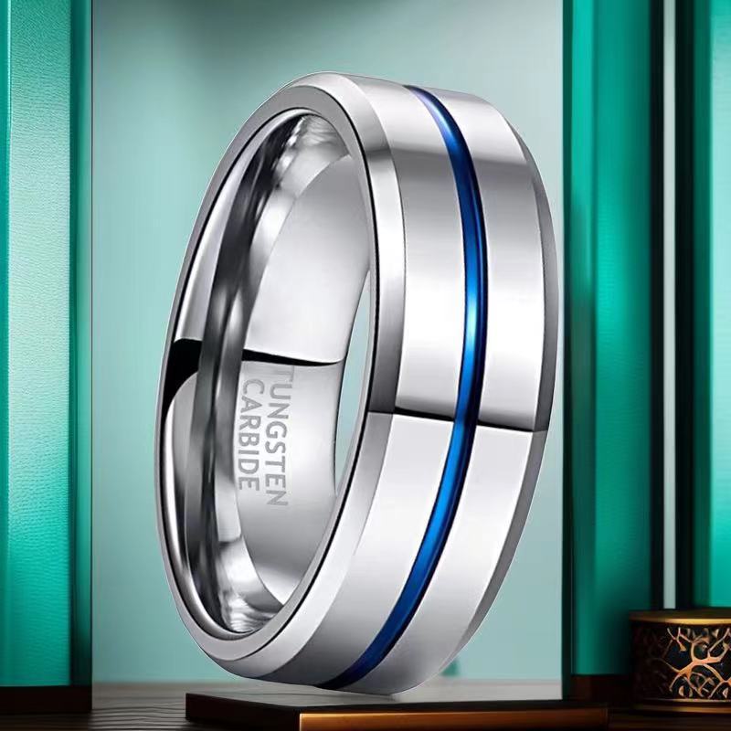 Anillo de acero de tungsteno, anillo chapado en oro, anillo de hombre bicolor, anillo de oro de tungsteno 