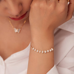 Pulsera de acero inoxidable con perla de agua dulce natural, joyería, chapada en PVD, cadena de oro de 18 quilates.