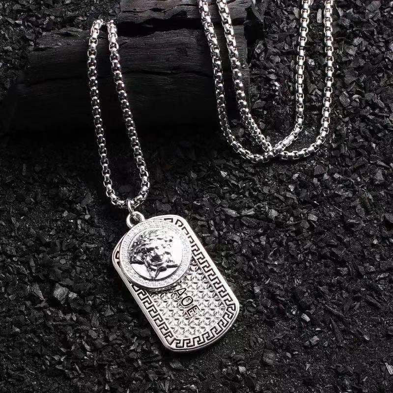 Collar de acero de titanio con colgante de hip hop para hombre 