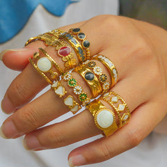 Anillo abierto de acero inoxidable 304 con letras geométricas, estilo hip hop, punk y streetwear. 