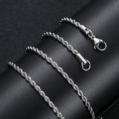 Hip hop plain chain titanium steel necklace stainless steel twist chain 3mm5mm multi-size