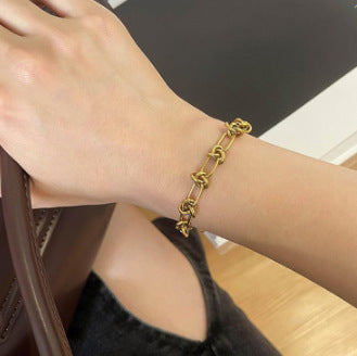 Pulsera de acero de titanio para mujer, pulsera sencilla, joyería 
