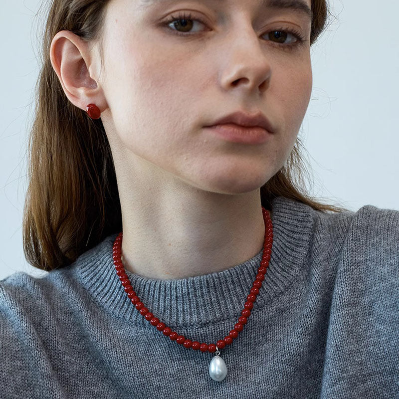 Collar de perlas, piedra de ojo de tigre, collar de bolas de oro pequeñas, cadena de piedra natural 