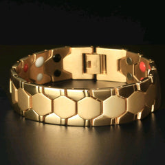 Pulsera magnética extraíble para hombre, pulsera de acero inoxidable, pulsera de energía hexagonal 