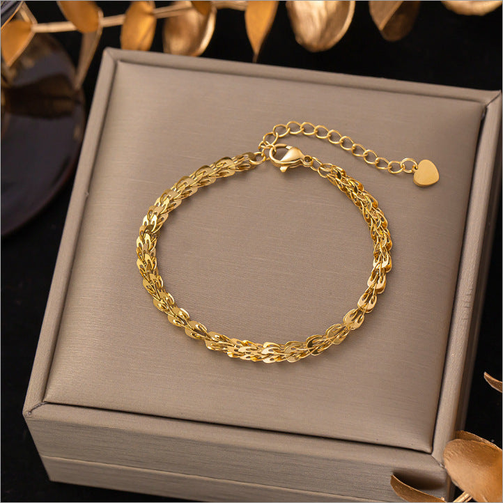Pulsera de acero de titanio para mujer, pulsera sencilla, joyería 