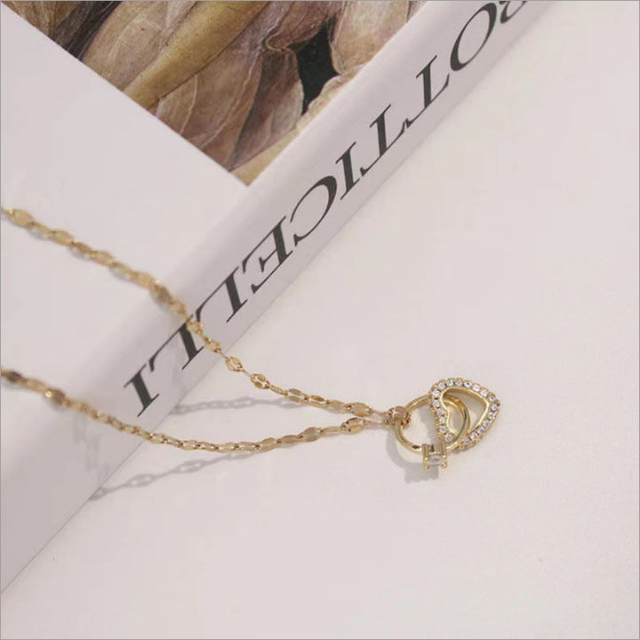Simple Style Classic Style Four Leaf Clover Heart Shape Titanium Steel Wholesale Pendant Necklace